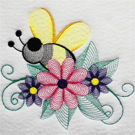 Machine Embroidery Designs - Bees And Flowers Collection of 6