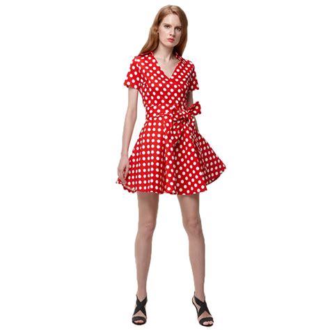 50s Style Rockabilly Pinup Swing Wrap V Neck Sexy Women Party Dress
