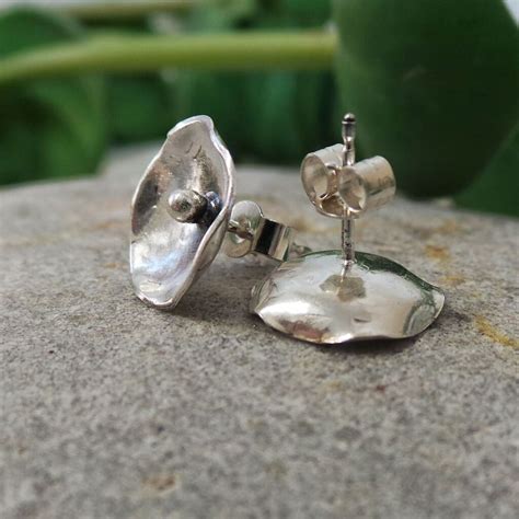Sterling Silver Flower Studs Handcrafted Flower Design Earrings