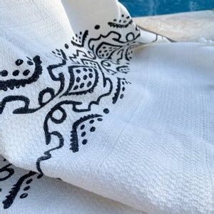 Turkish Bath Towel Cotton Throw Peshtemal Hand Printed Bath Etsy