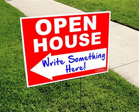 Large Open House Sign Kit With Tall Stands Yard Sign Bundle For Real