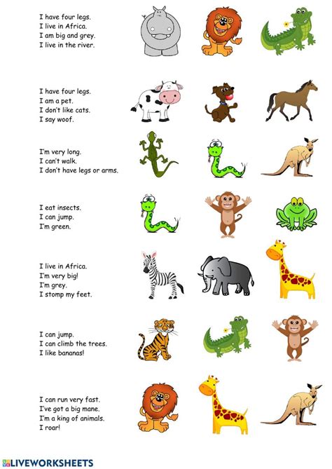 Animals Interactive And Downloadable Worksheet You Can Do The