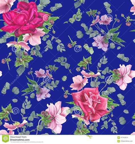 They add a sense of hope and joy to our lives, and it would be hard to imagine what our world would be like without them. Floral Pattern With Pink Roses, Watercolor Painting Stock ...