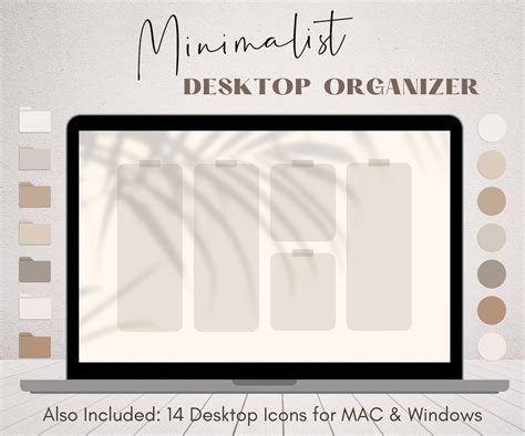 14 Beige Desktop Icons With Wallpaper Organizer For Mac Etsy