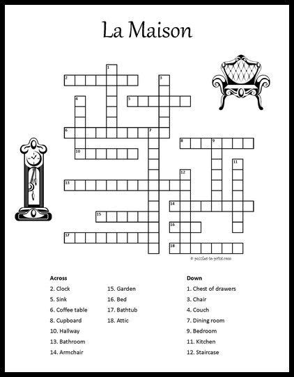Ere Is A Fun And Easy Printable Crossword For French Students It