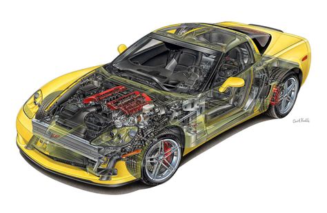 Chevrolet Corvette C6 Cutaway Drawing In High Quality
