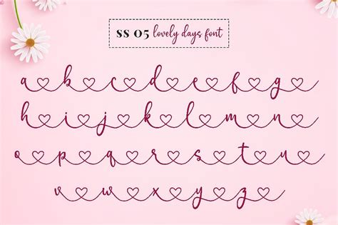 Lovely Heart Font Cursive Font Calligraphy Font Digital Etsy