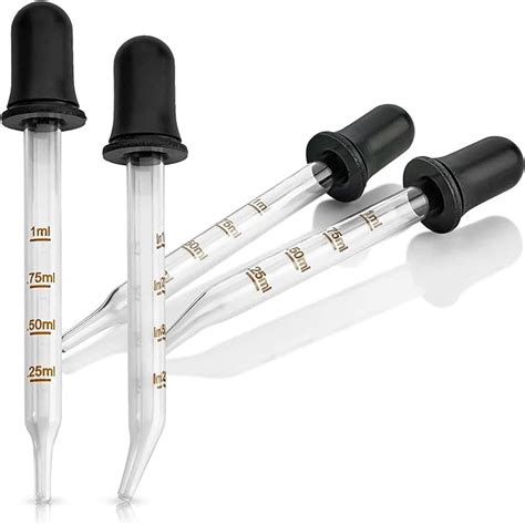 Eye Dropper Pack Of 4 Bent And Straight Tip Calibrated Glass Medicine