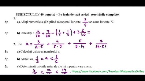 Clasa A Vi A Teza Matematica Sem I Model 1 Partea A Iv A Youtube
