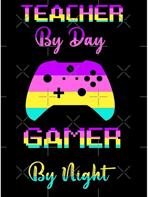 Teacher By Day Gamer By Night Neon Vintage Retro Cute Back To