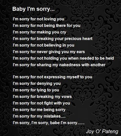 Baby Im Sorry Poem By Joy O Pateng Poem Hunter Comments