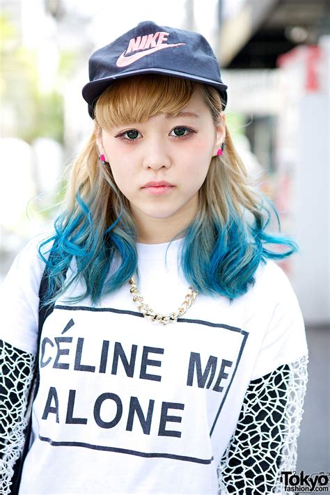 Blue Dip Dye Hair Celine Me Alone And Tokyo Bopper In Harajuku