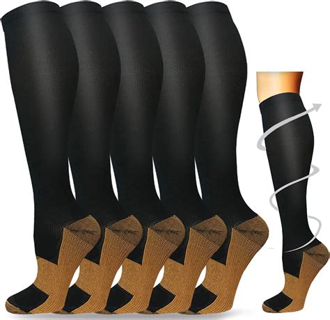 5 Pairs Copper Compression Socks For Men Women Circulation 20 30 Mmhg