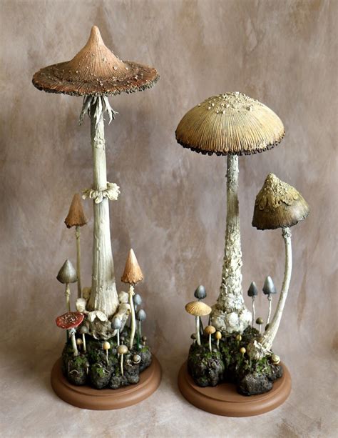 Two Large Mushroom Sculptures Mushroom Crafts Polymer Clay Crafts