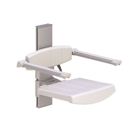 Wall Mounted Shower Seat With Backrest And Armrest Height Adjustable