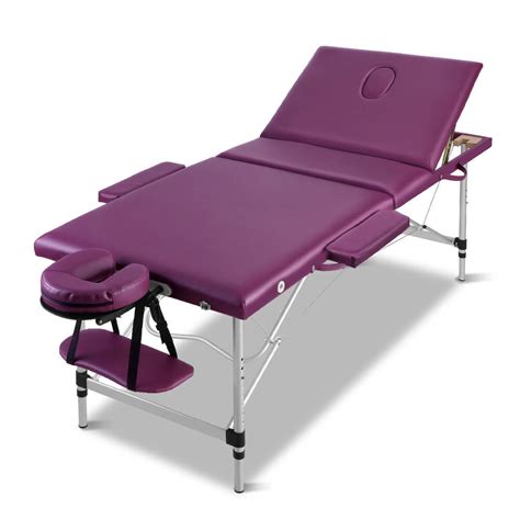 Zenses 3 Fold Portable Aluminium Massage Table Massage Bed Beauty Therapy Purple 75cm Auz
