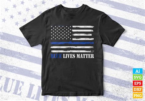 Blue Lives Matter Blue Line Usa Flag T Shirt Design Svg Files