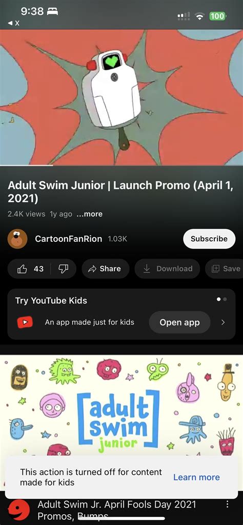Since When Did Youtube Say Adult Swim Junior Is Made For Kids Adult