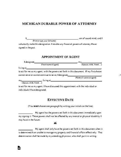 The person authorizing the other to act is the principal, grantor, or donor (of the power). michigan durable power of attorney form - PDFSimpli