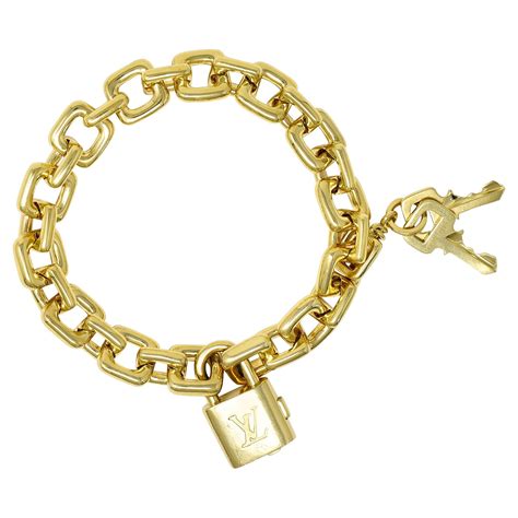 Modern 18 Karat Gold Padlock And Key Charm Bracelet For Sale At 1stdibs