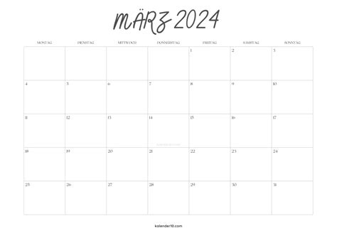 Kalender Marz 2024 ️ Zum Ausdrucken