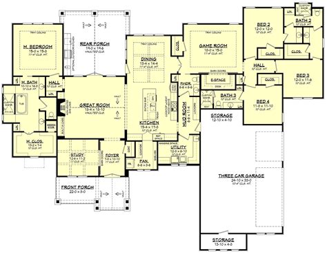 House Plan 041 00193 Craftsman Plan 3366 Square Feet 4 Bedrooms 3