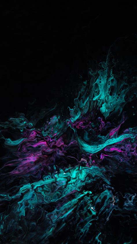 Download Wallpaper 1440x2560 Paint Stains Mixing Liquid Turquoise