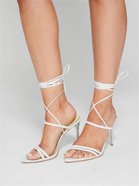 Strappy Lace Up Heeled Sandal True White Womens Marciano Shoes ⋆ Joshua Weinberg