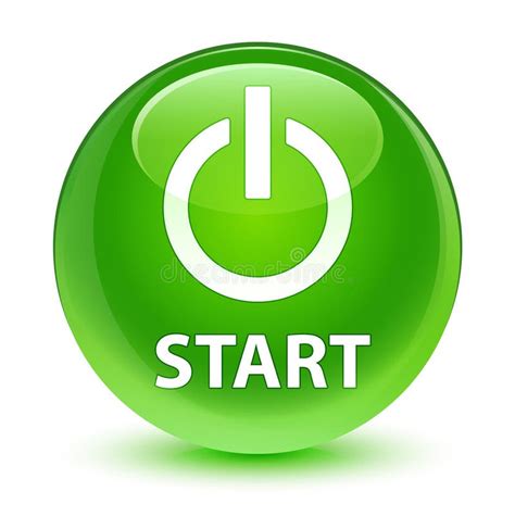 Start Power Icon Glassy Green Round Button Stock Illustration
