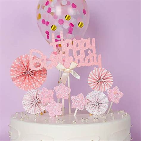 Feliz Cumpleaños Cake Topper 11 Piezas Pink Cake Toppers Etsy