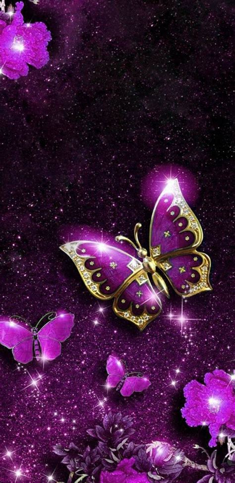 Aesthetic Sparkles Purple Butterflies Wallpapers