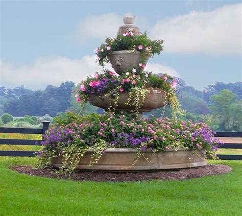 Fountain Turned Into Lovely Planter France Birdbath Flowers
