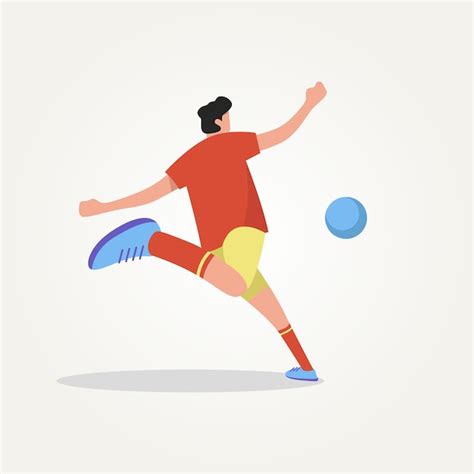 Jogador De Futebol Isolado Chuta A Bola Design De Ilustração Vetorial