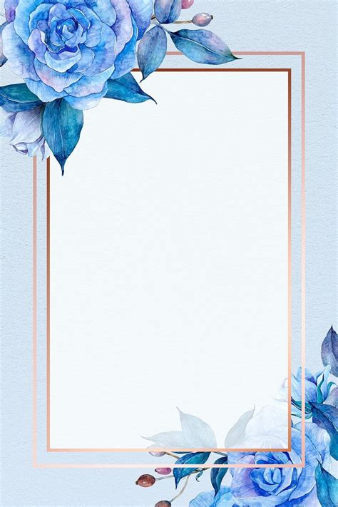 Blue Floral Gold Frame Design Space Premium Image By