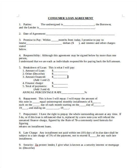 loan agreement form    ms word