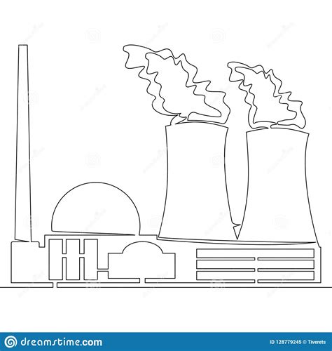 Continuous Line Nuclear Power Plant Concept Vector Stock Vector