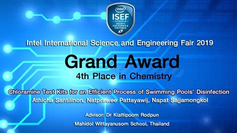 Grand Award 4th Place In Chemistry Intel Isef 2019 Usa Youtube