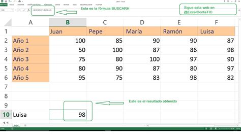 BUSCARH en Excel hoja de cálculo con imágenes Hojas de cálculo