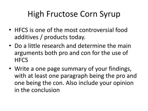 Ppt High Fructose Corn Syrup Powerpoint Presentation Free Download