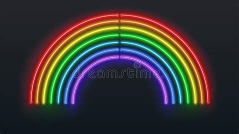 Neon Sign In Shape Of Rainbow Vector Template 3d Illustration Stock