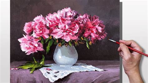 Acrylic Painting Time Lapse Peony Bouquet Correa Art Youtube