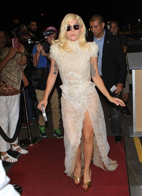 Lady Gaga In Lace Dress Arrives At Lax Airport In Los Angeles Lady Gaga Outfits Lady Gaga