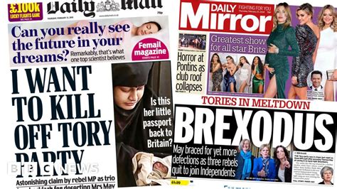Newspaper Headlines I Want To Kill Off Tory Party Bbc News