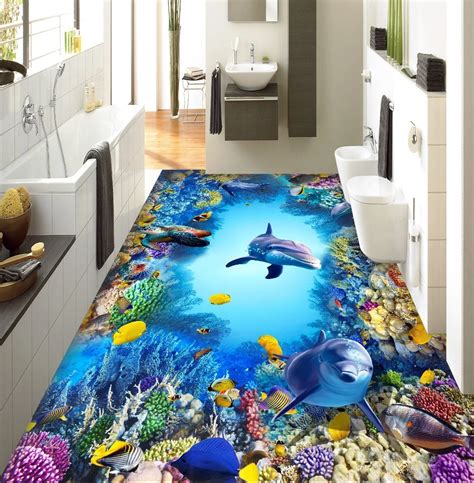 Large 3d Wall Stickers Underwater World Dolphin 3d Stereoscopic Wall