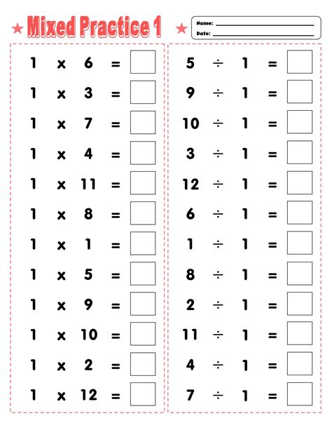 Printable Math Worksheets Multiplication And Division