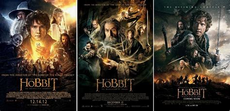 The Hobbit Trilogy Movie Poster Collection Set Of 3 Lord Of The