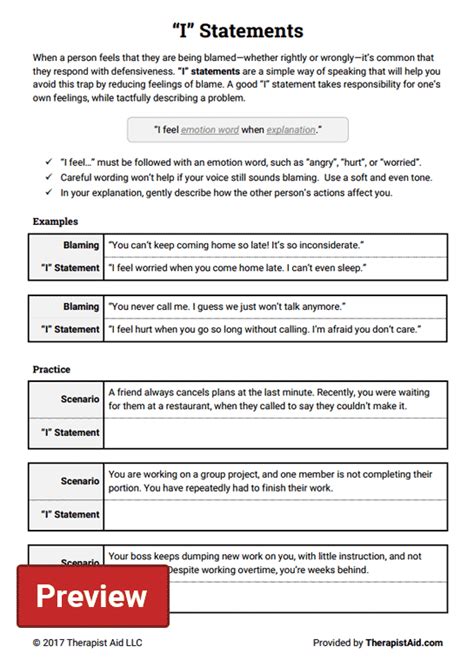 couples communication worksheets