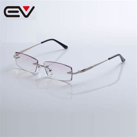 elegant men titanium rimless eyeglasses frames diamond cutting anti blue rays eye glasses for