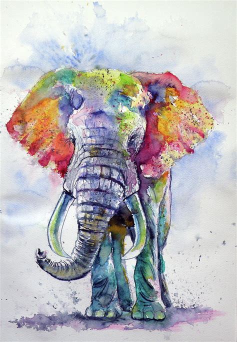Colorful Elephant Painting By Kovacs Anna Brigitta