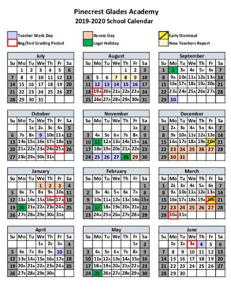 2019 2020 School Calendar News And Announcements